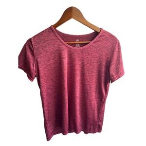 Real Essentials T-Shirt Womens Large Burgundy Excellent Space Dye Active Top